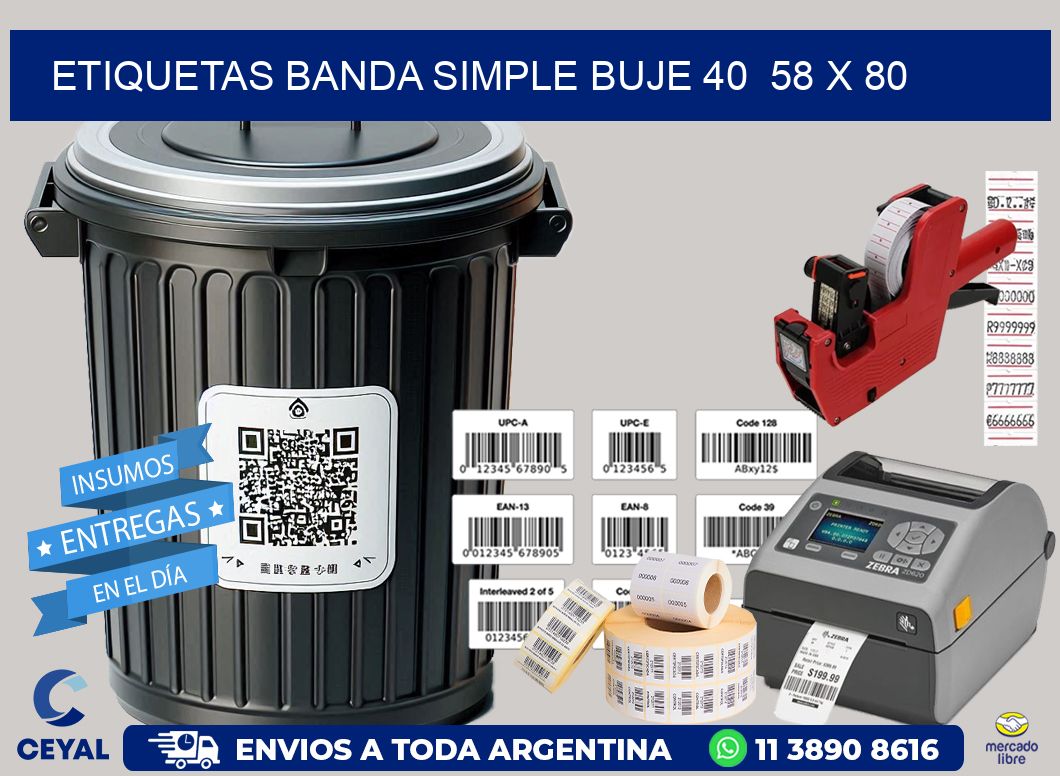 etiquetas banda simple buje 40 58 x 80