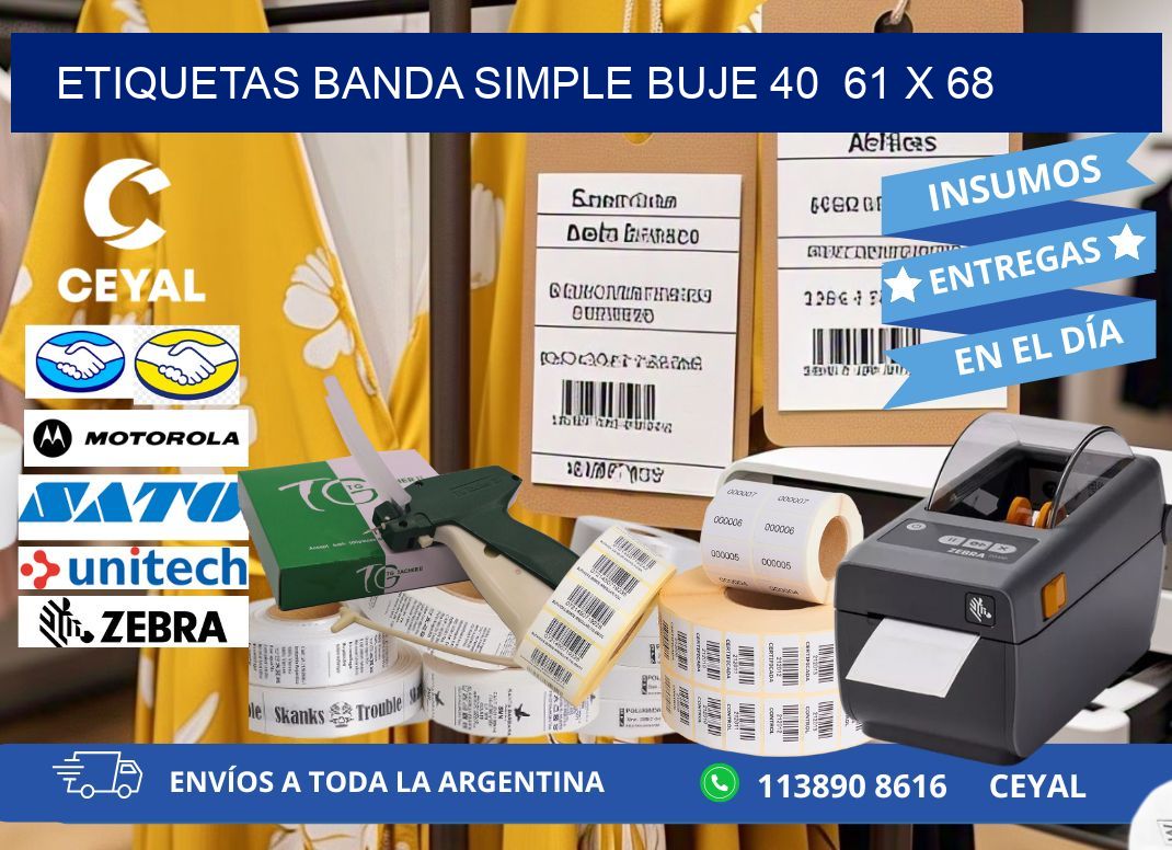 etiquetas banda simple buje 40 61 x 68