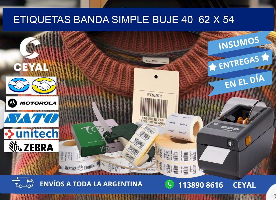 etiquetas banda simple buje 40  62 x 54