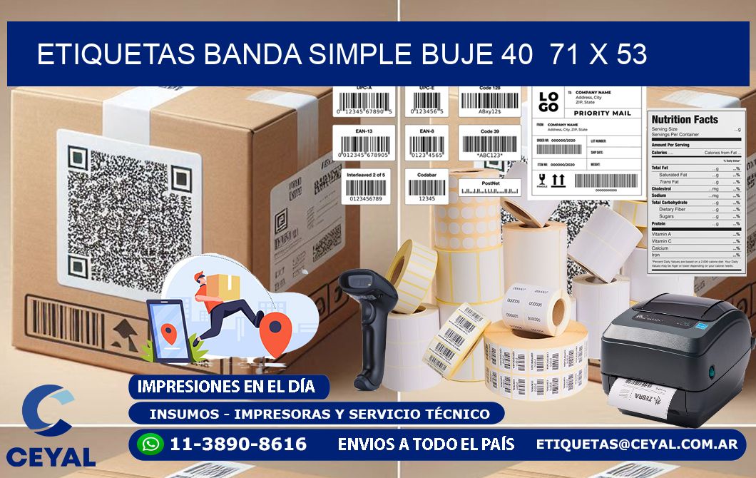 etiquetas banda simple buje 40  71 x 53