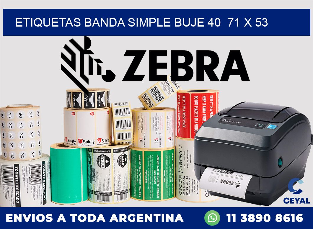 etiquetas banda simple buje 40  71 x 53