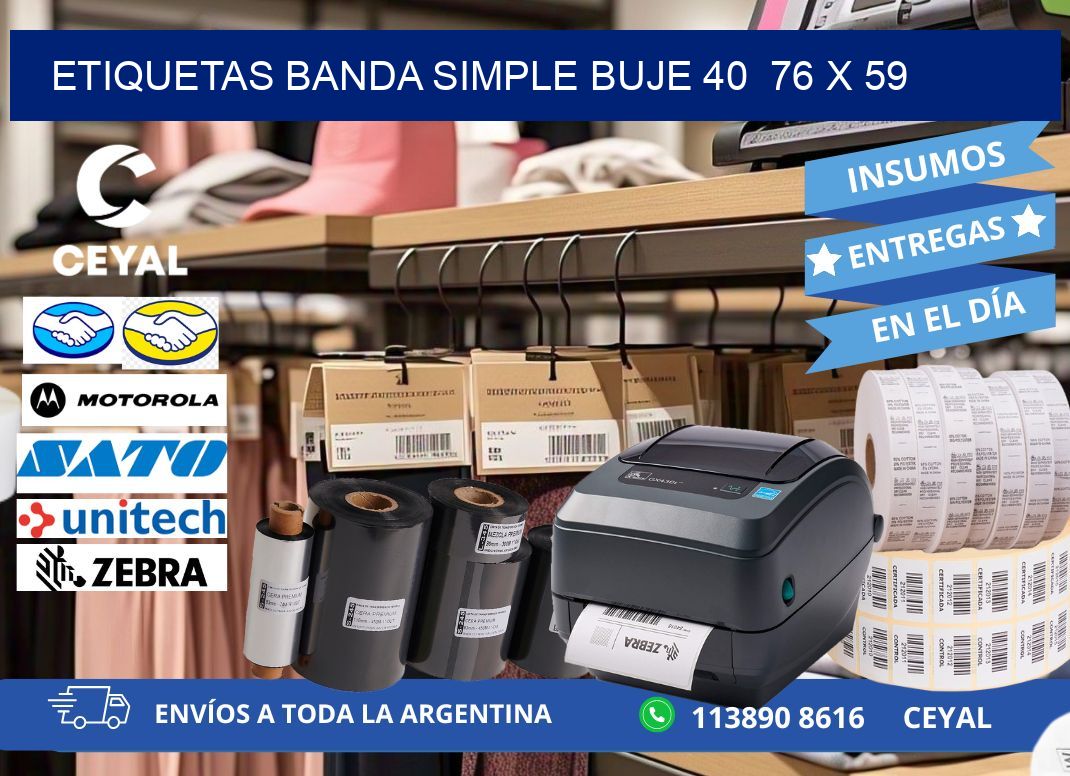 etiquetas banda simple buje 40  76 x 59