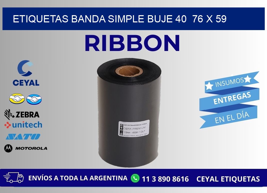 etiquetas banda simple buje 40  76 x 59