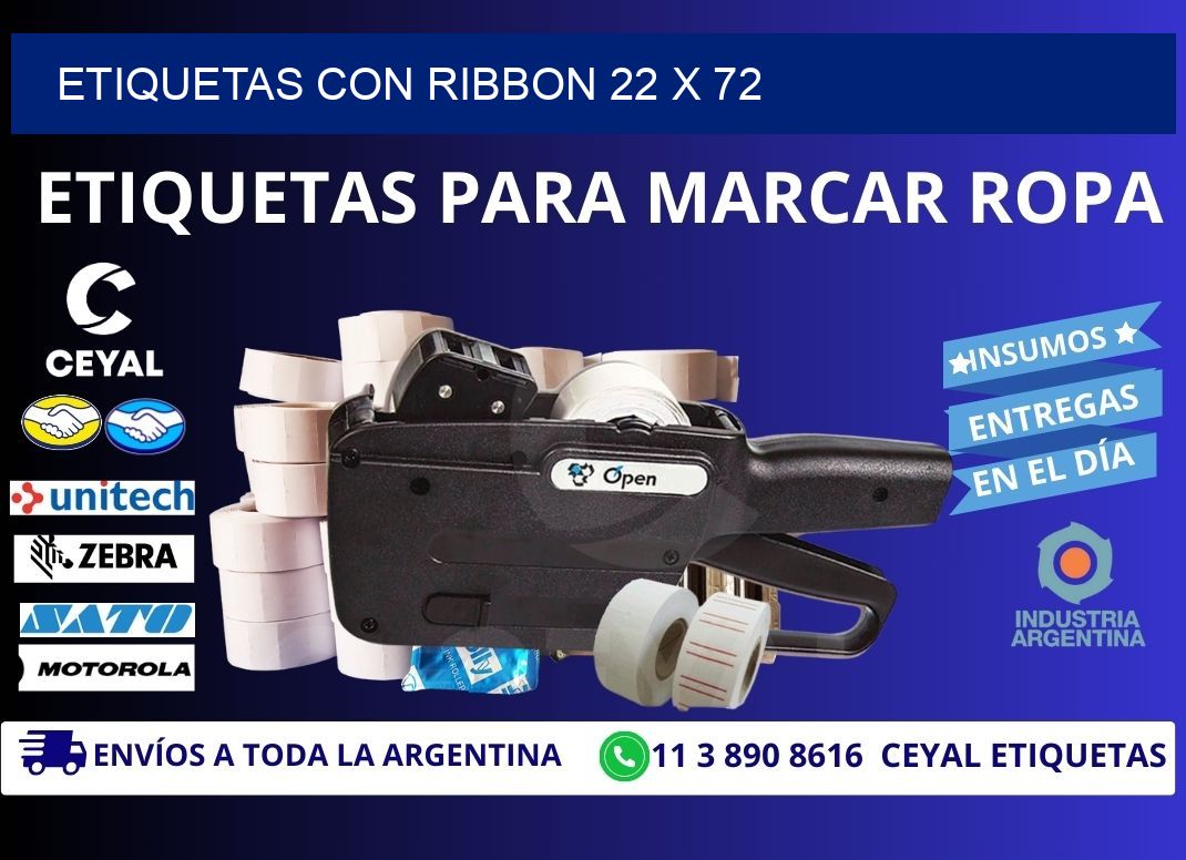 etiquetas con ribbon 22 x 72