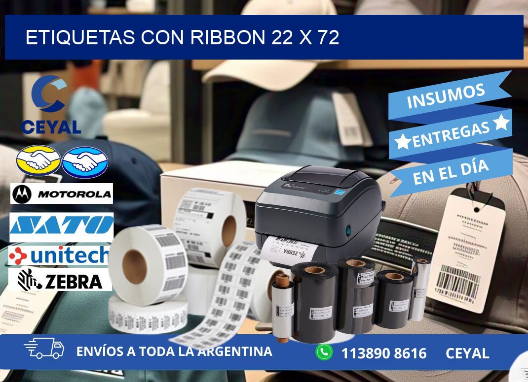 etiquetas con ribbon 22 x 72