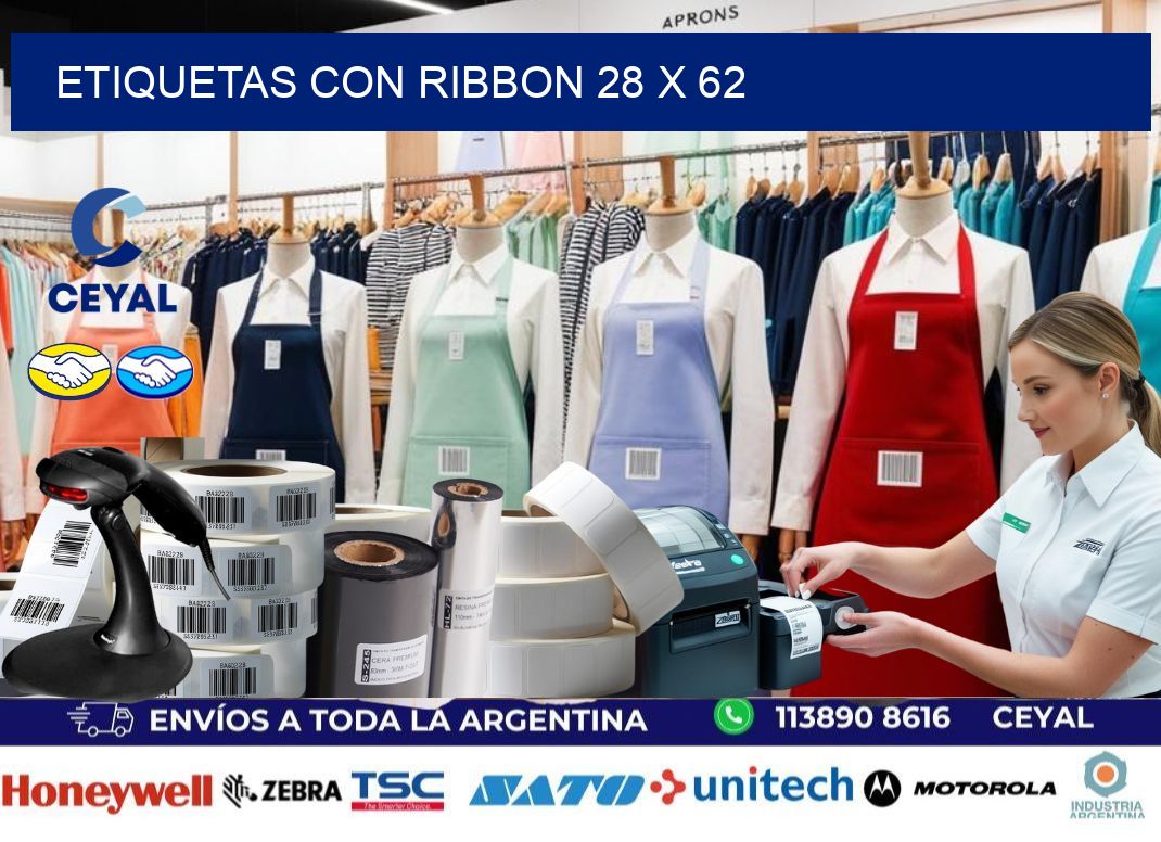 etiquetas con ribbon 28 x 62