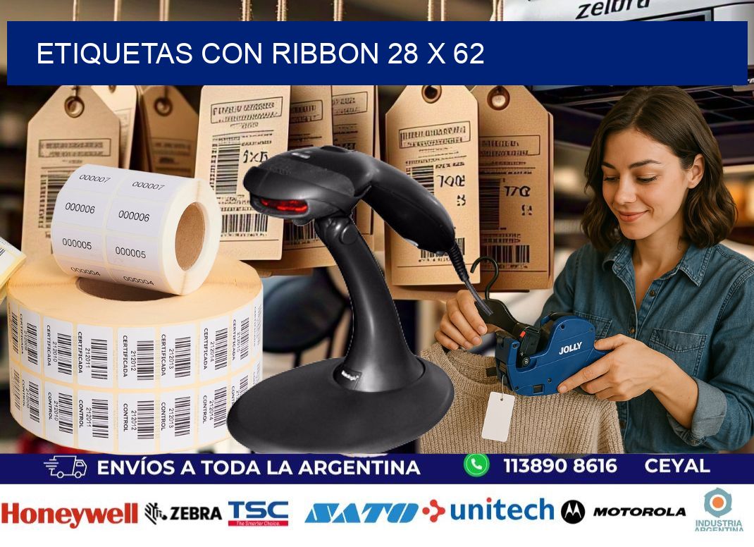 etiquetas con ribbon 28 x 62