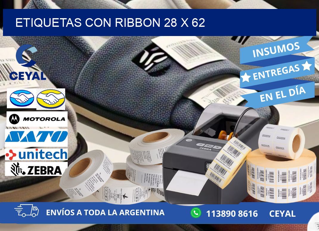 etiquetas con ribbon 28 x 62