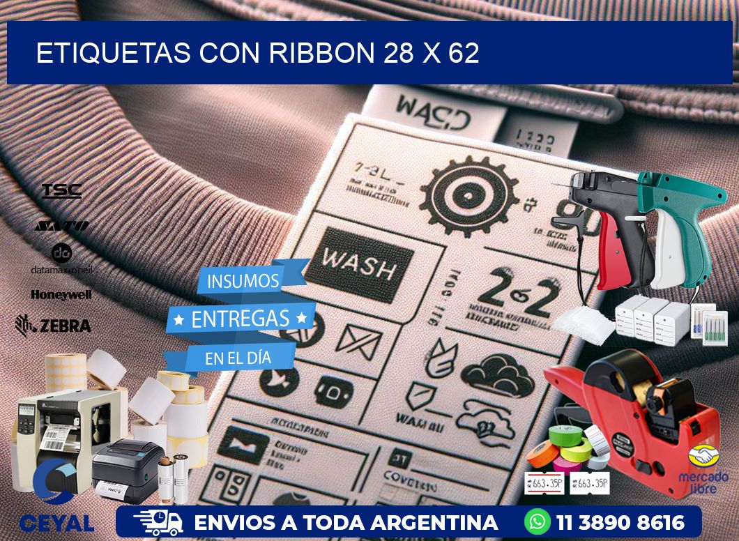 etiquetas con ribbon 28 x 62