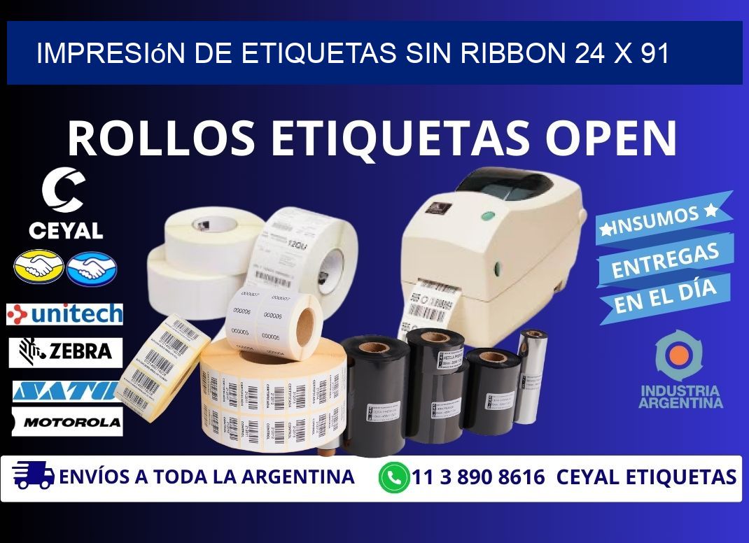 impresión de etiquetas sin ribbon 24 x 91