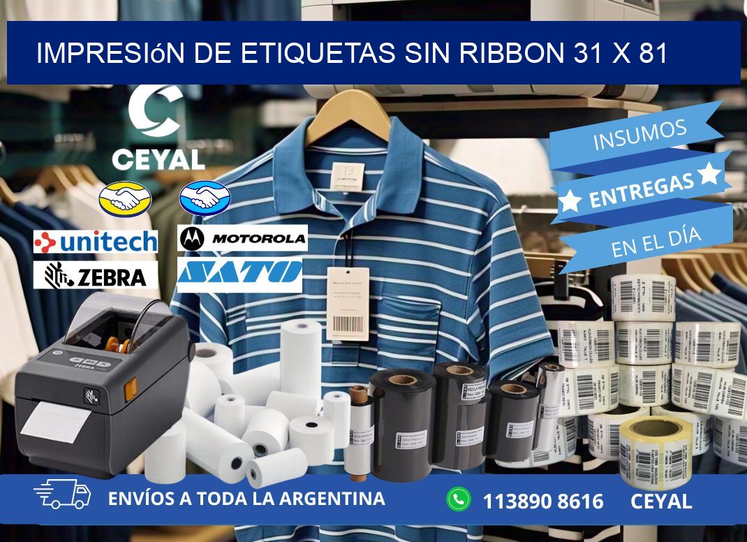 impresión de etiquetas sin ribbon 31 x 81