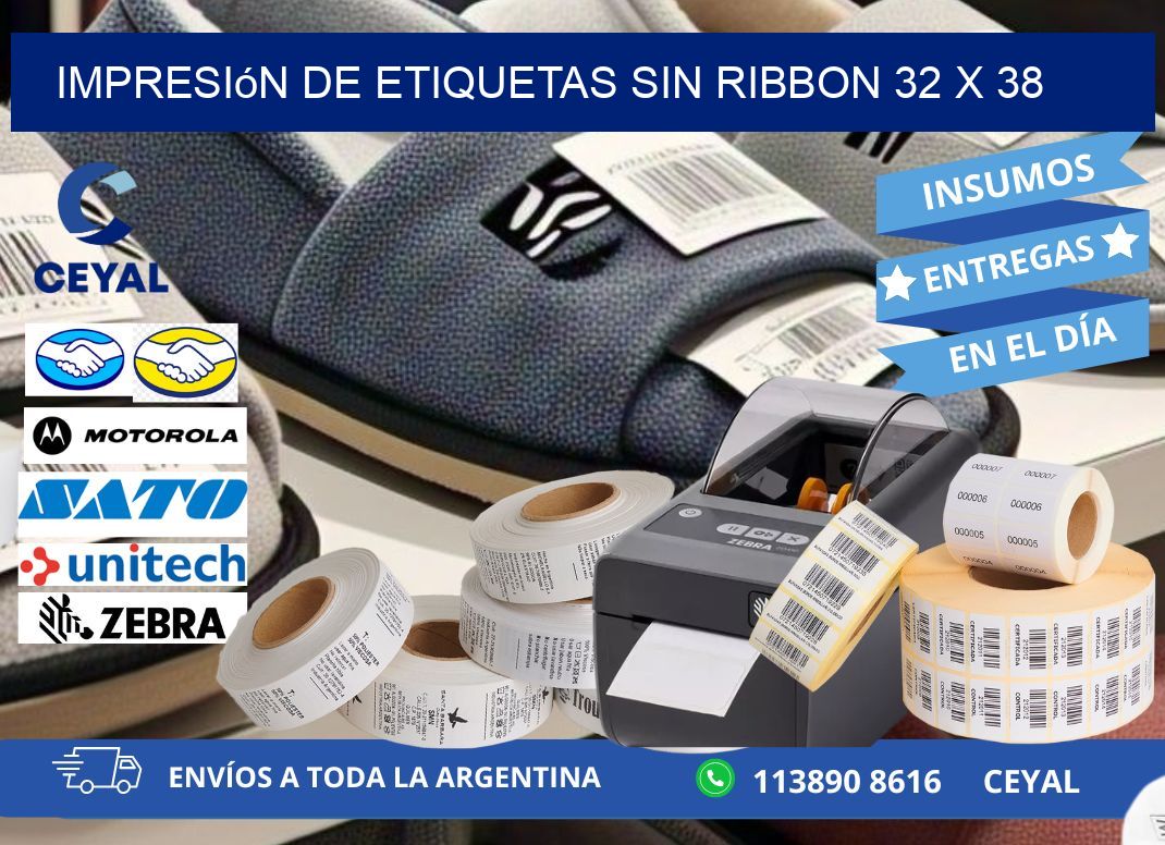 impresión de etiquetas sin ribbon 32 x 38