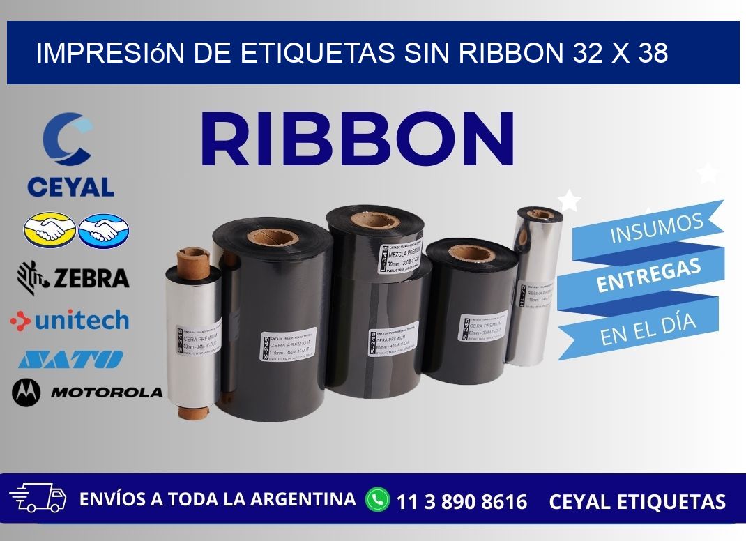 impresión de etiquetas sin ribbon 32 x 38