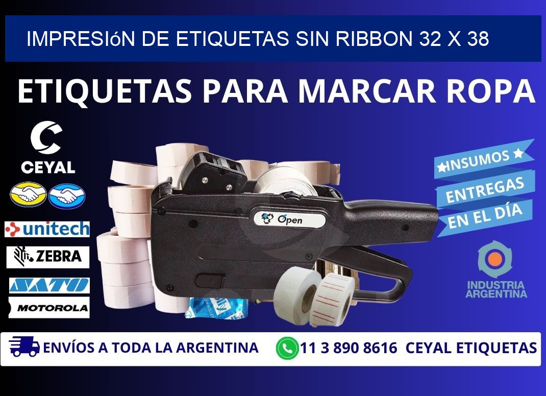 impresión de etiquetas sin ribbon 32 x 38