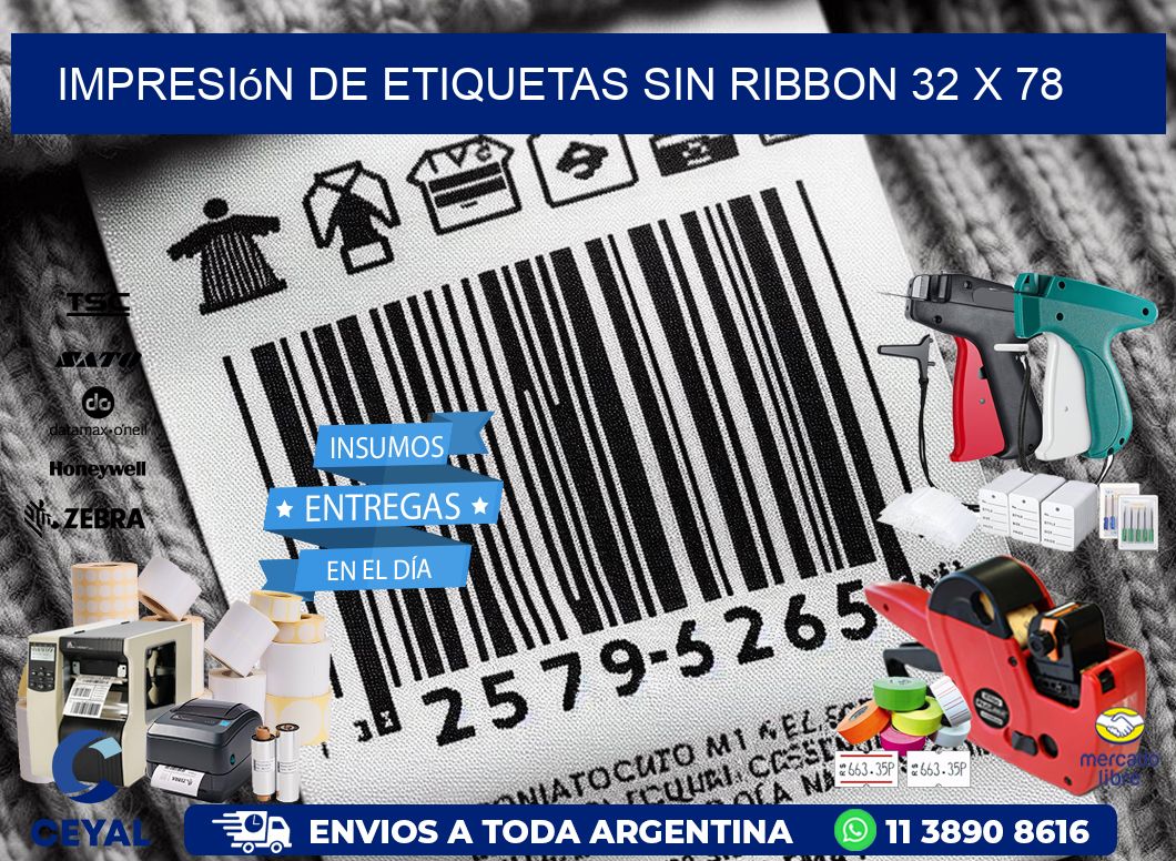 impresión de etiquetas sin ribbon 32 x 78