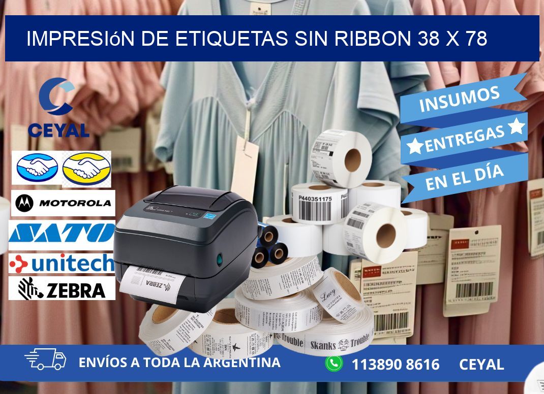 impresión de etiquetas sin ribbon 38 x 78