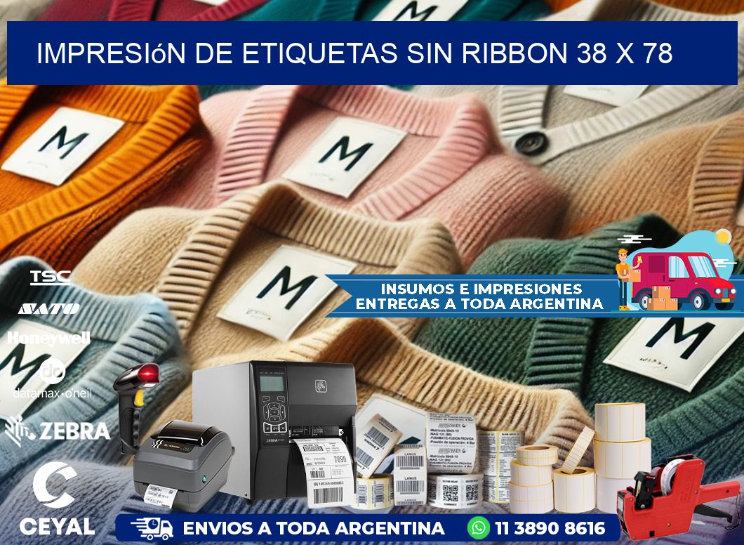 impresión de etiquetas sin ribbon 38 x 78