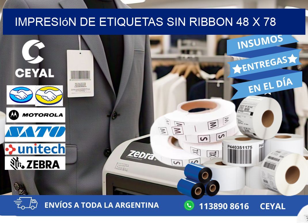 impresión de etiquetas sin ribbon 48 x 78