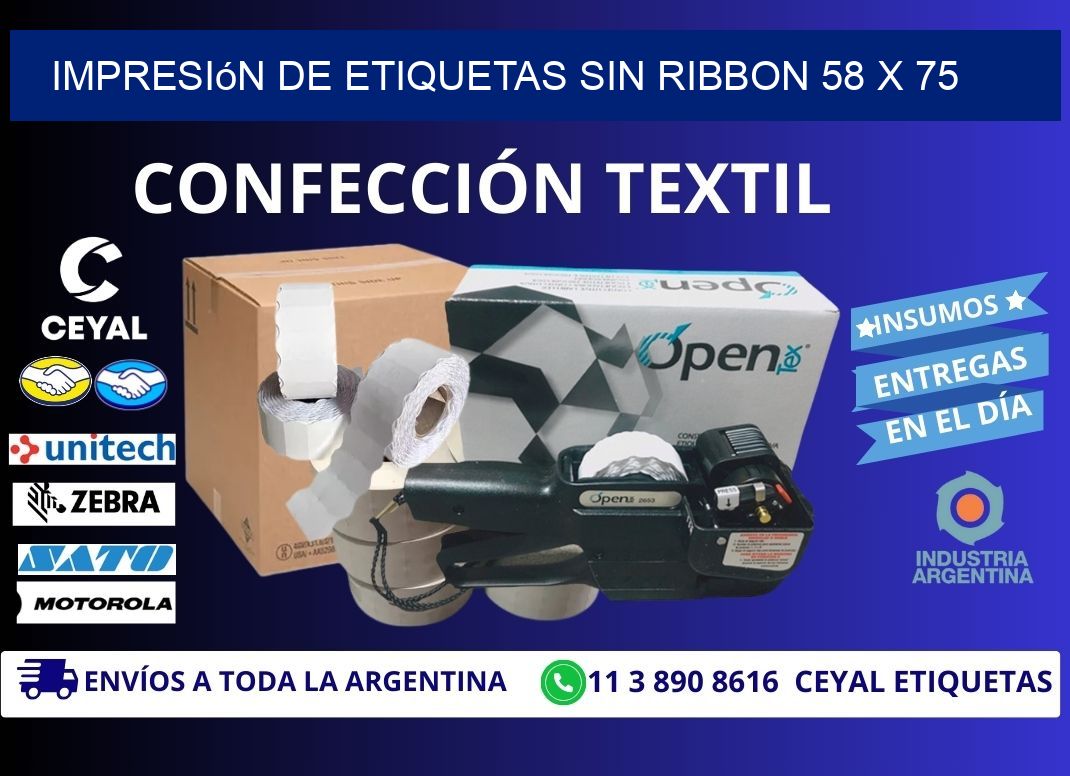 impresión de etiquetas sin ribbon 58 x 75