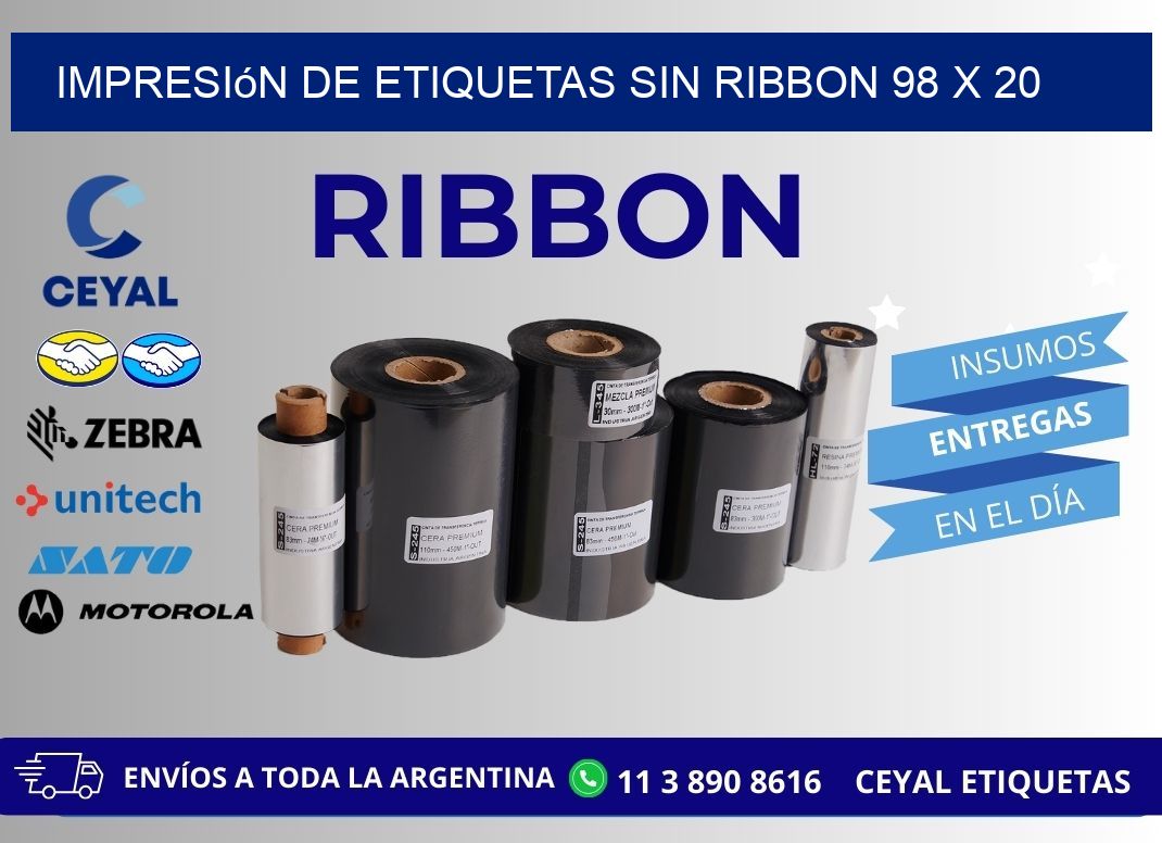 impresión de etiquetas sin ribbon 98 x 20