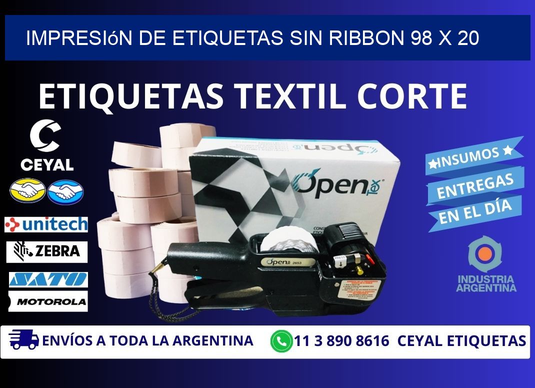 impresión de etiquetas sin ribbon 98 x 20