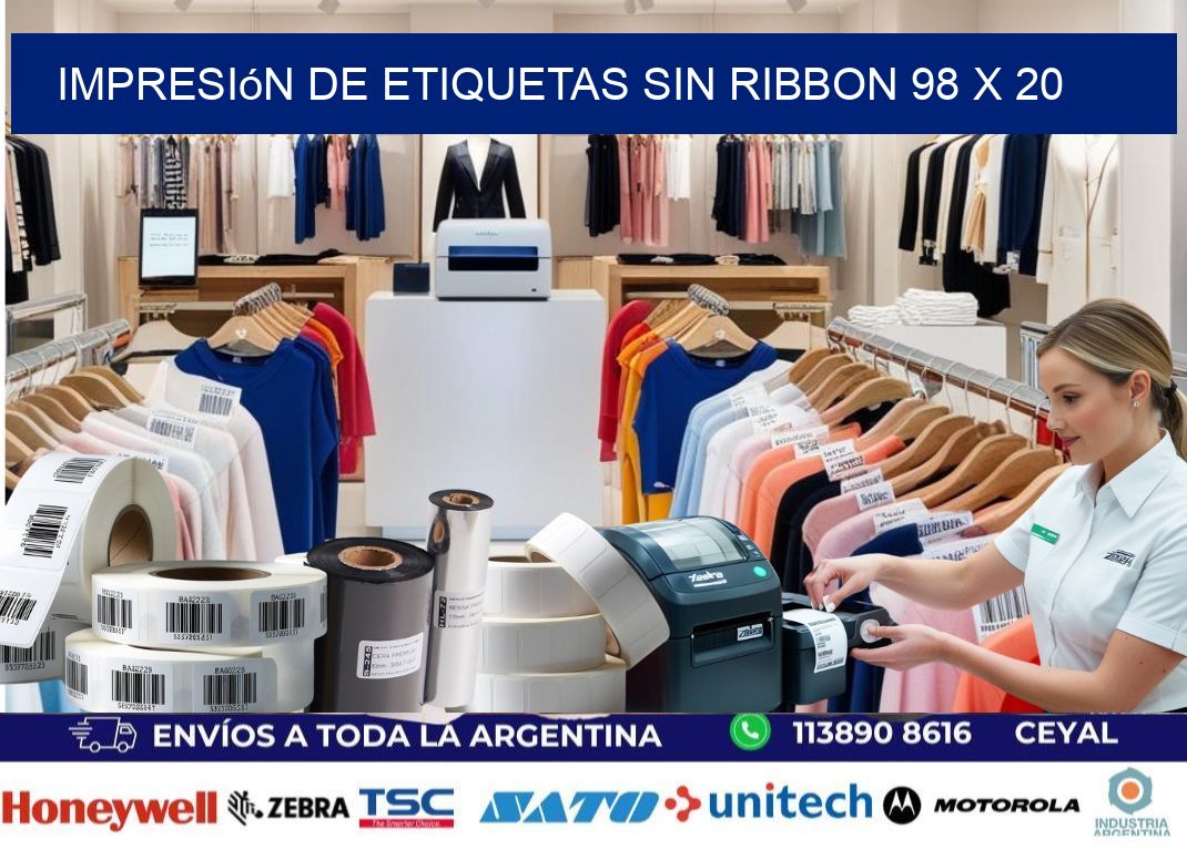 impresión de etiquetas sin ribbon 98 x 20