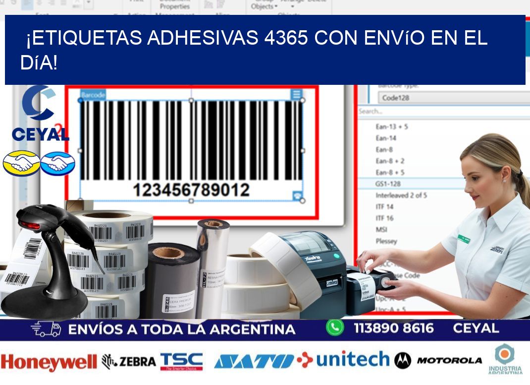 ¡Etiquetas Adhesivas 4365 con Envío en el Día!