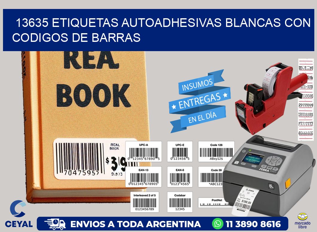 13635 etiquetas autoadhesivas blancas con codigos de barras
