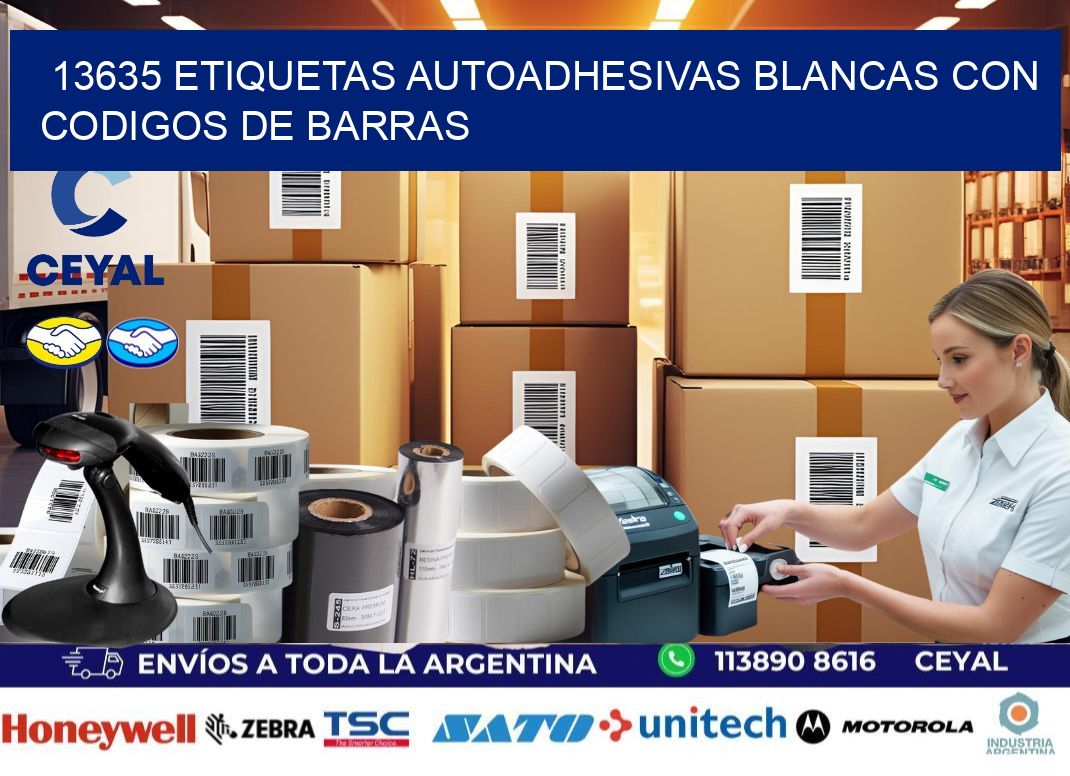 13635 etiquetas autoadhesivas blancas con codigos de barras