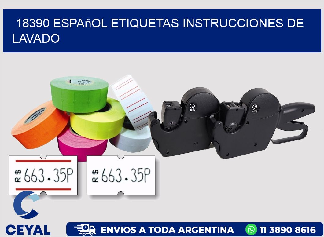 18390 español etiquetas instrucciones de lavado