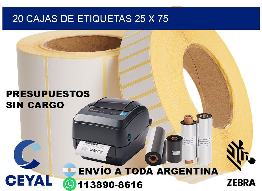 20 cajas de etiquetas 25 x 75