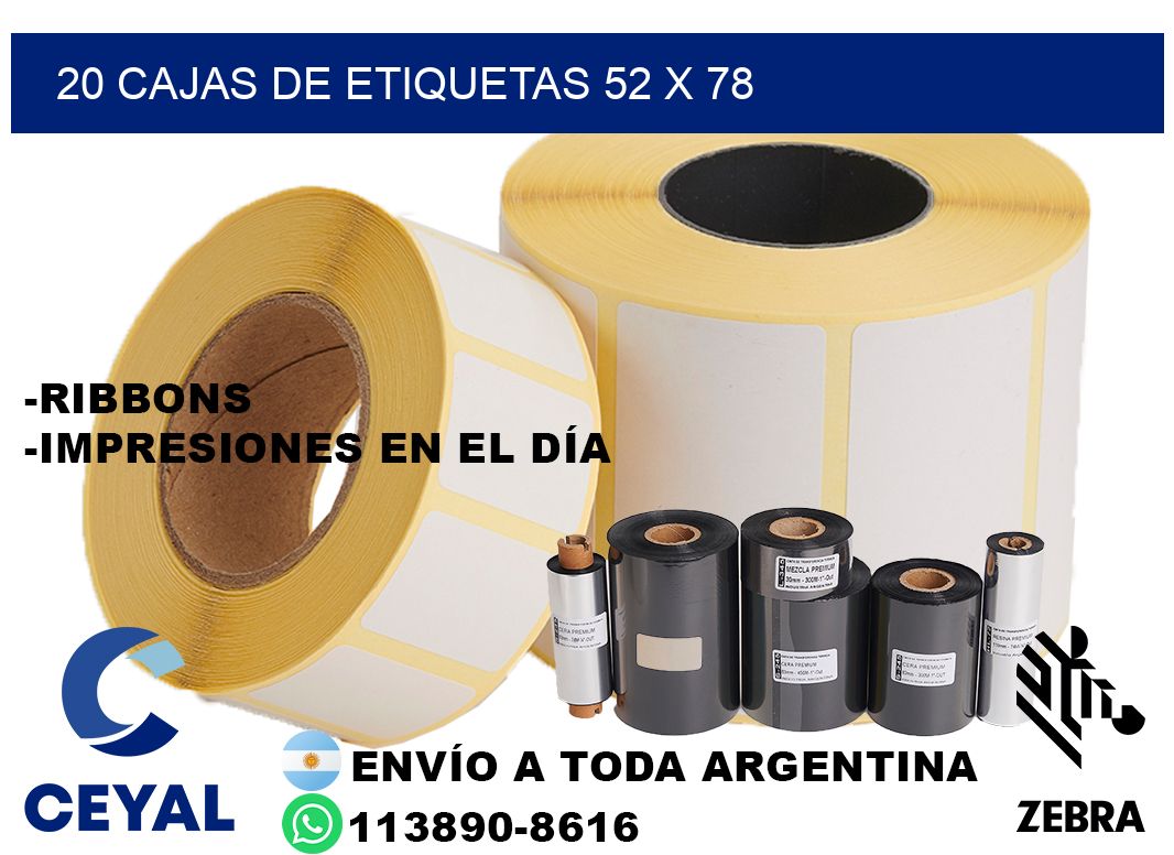 20 cajas de etiquetas 52 x 78