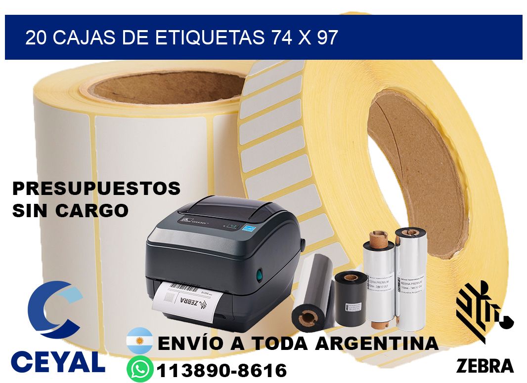 20 cajas de etiquetas 74 x 97