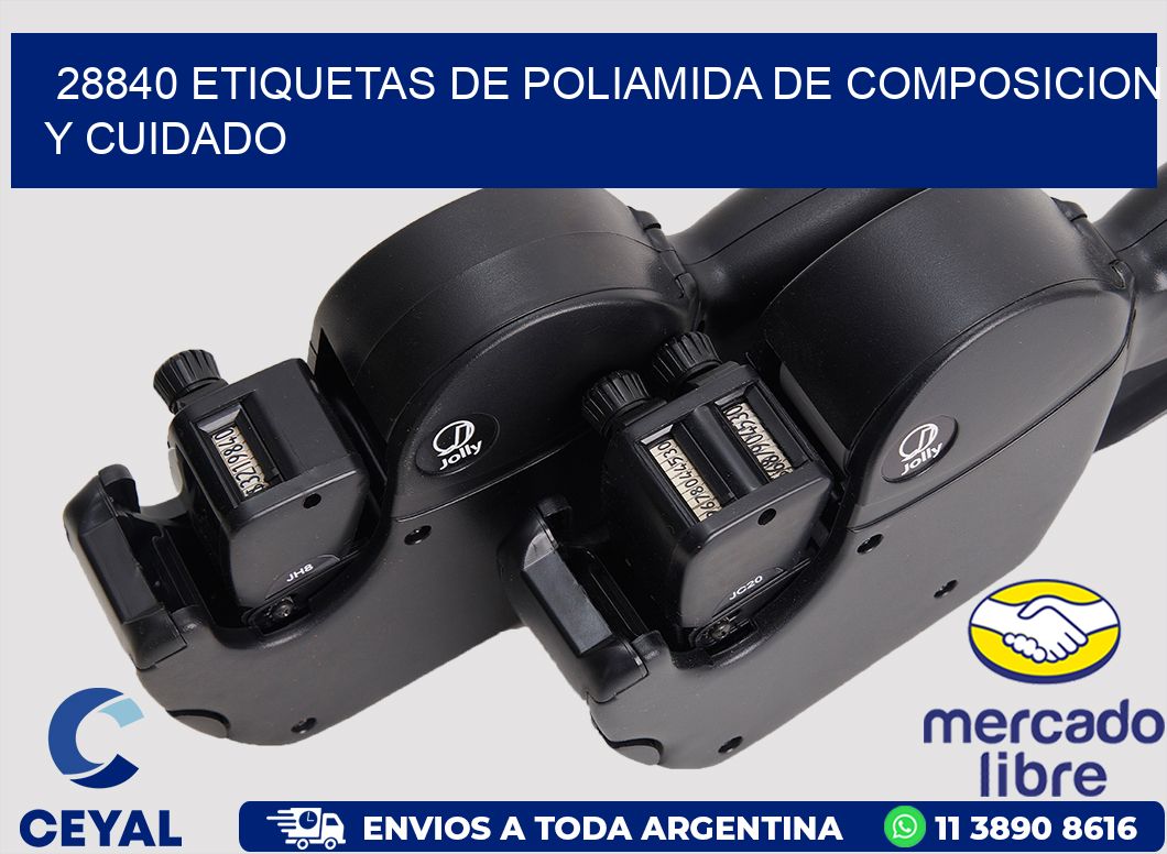 28840 etiquetas de poliamida de composicion y cuidado