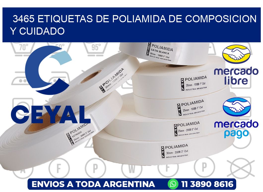 3465 etiquetas de poliamida de composicion y cuidado