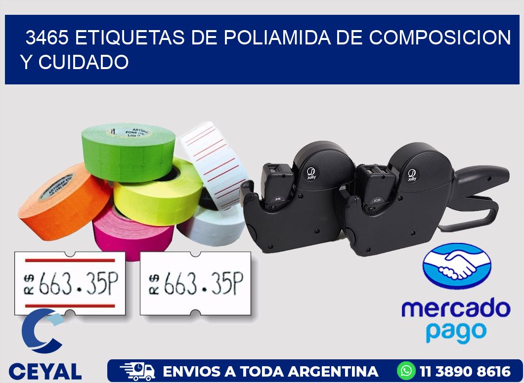 3465 etiquetas de poliamida de composicion y cuidado