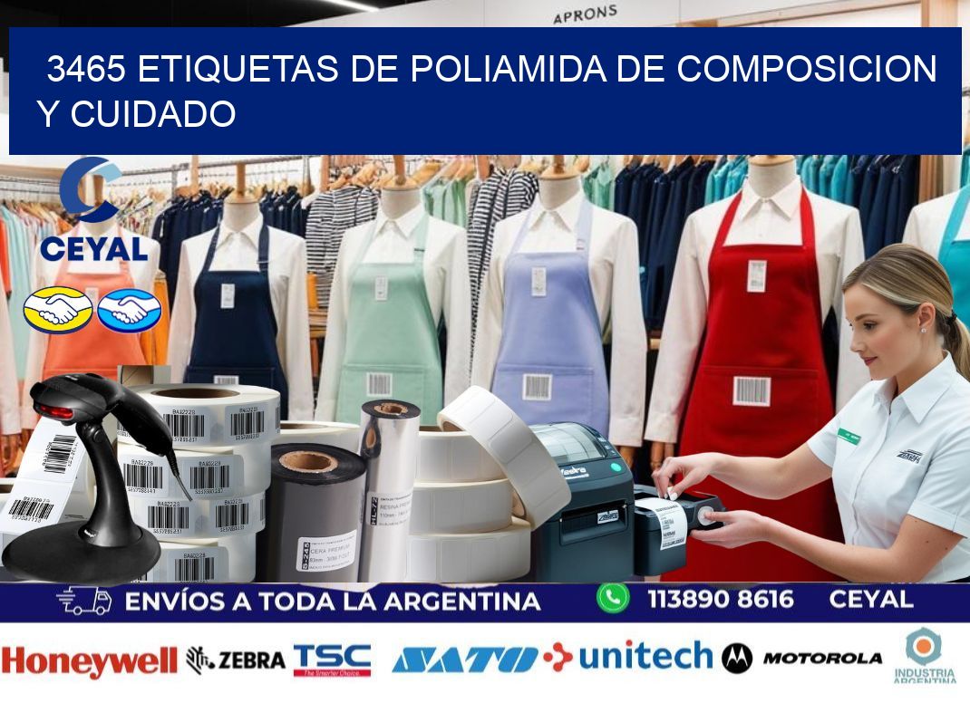 3465 etiquetas de poliamida de composicion y cuidado