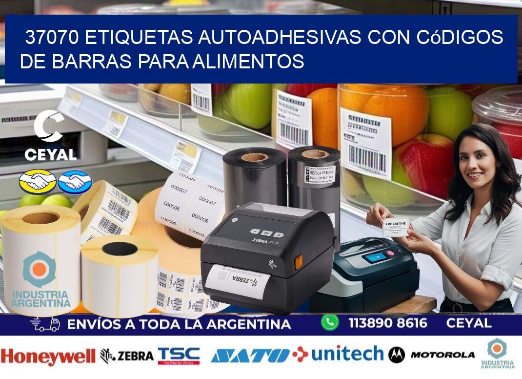 37070 Etiquetas autoadhesivas con códigos de barras para alimentos