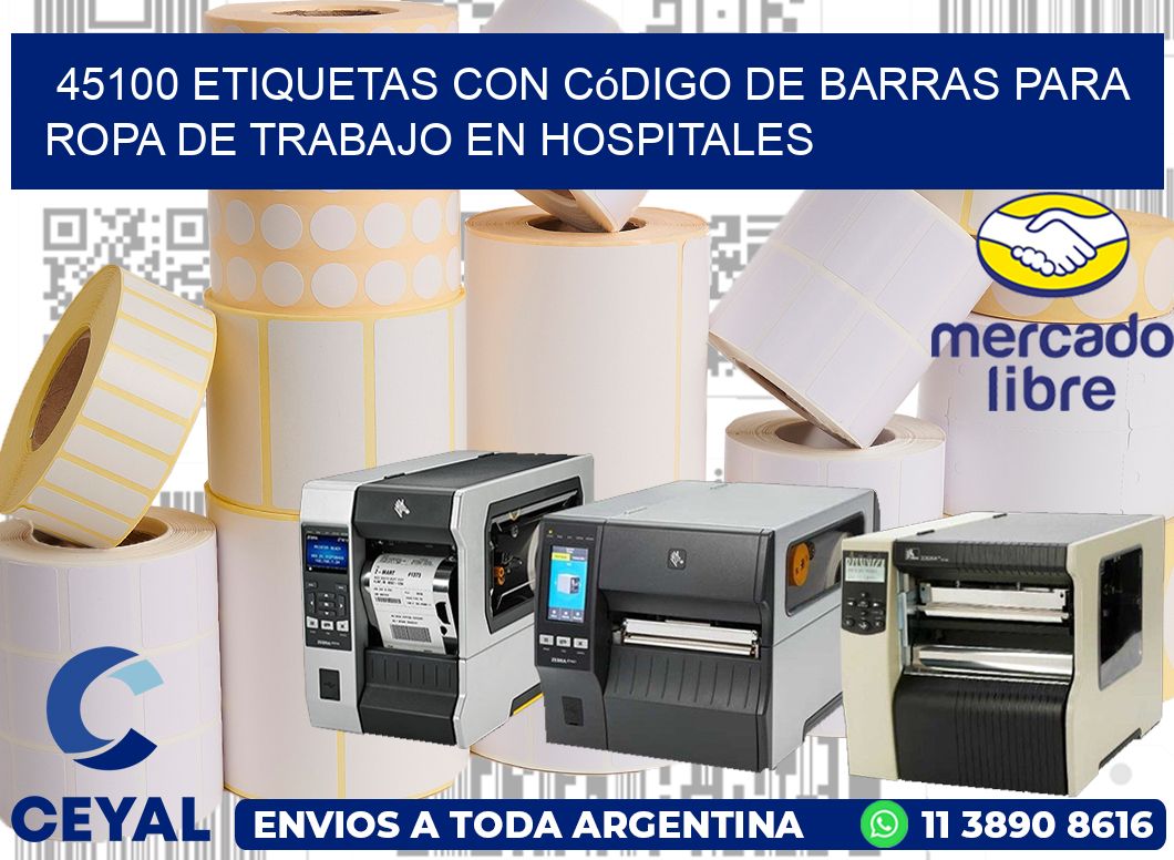 45100 Etiquetas con código de barras para ropa de trabajo en hospitales