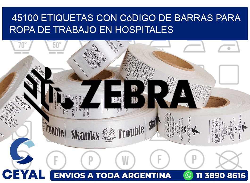 45100 Etiquetas con código de barras para ropa de trabajo en hospitales