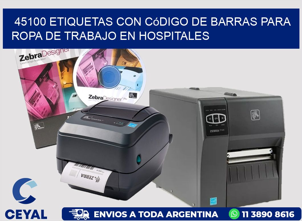 45100 Etiquetas con código de barras para ropa de trabajo en hospitales