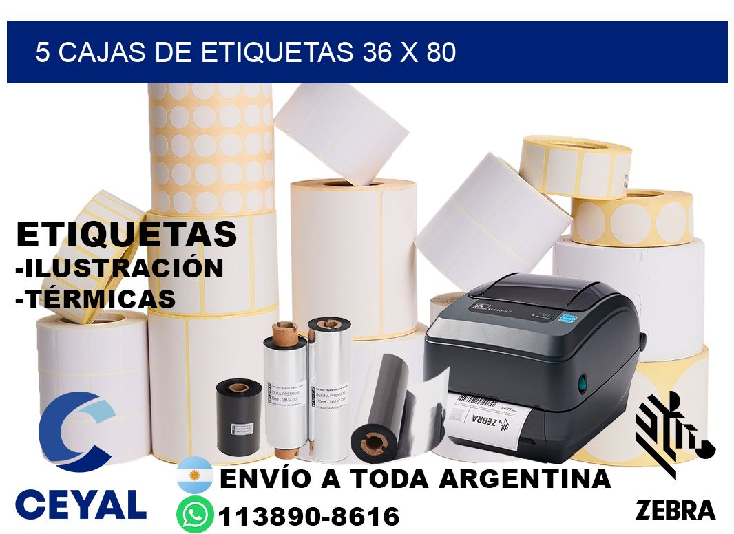 5 cajas de etiquetas 36 x 80