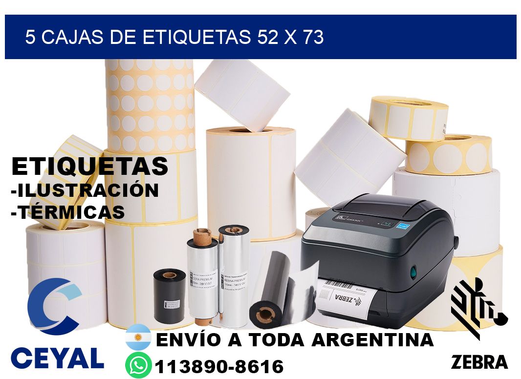 5 cajas de etiquetas 52 x 73