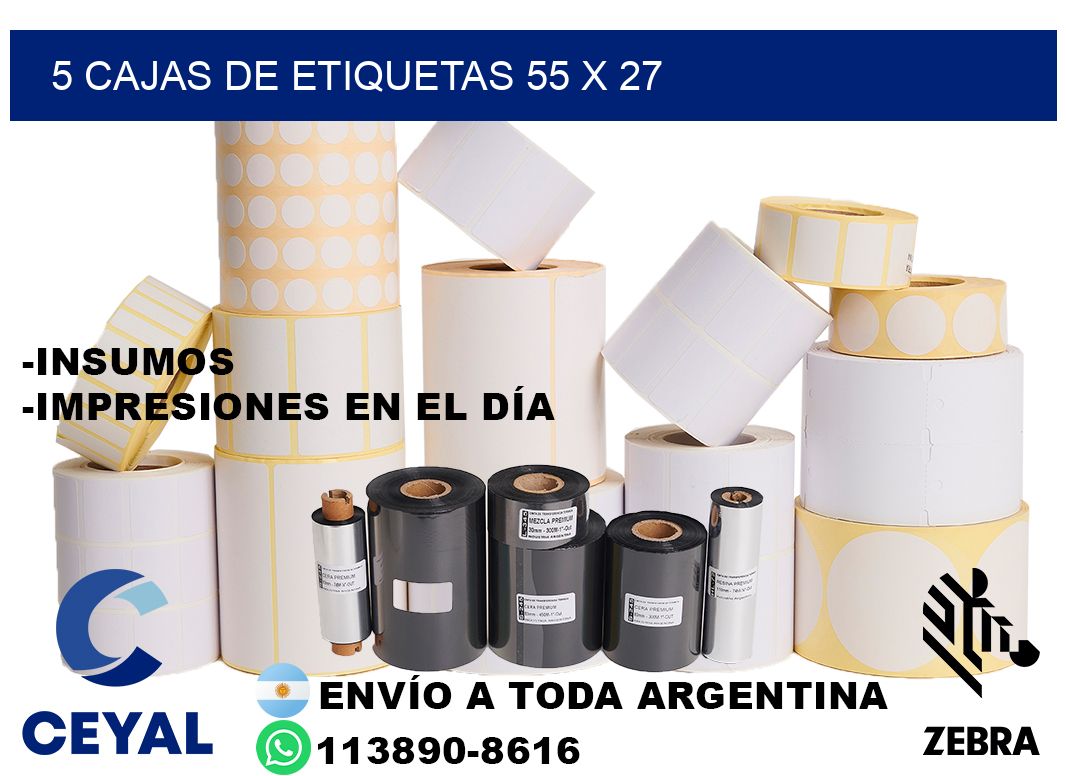 5 cajas de etiquetas 55 x 27
