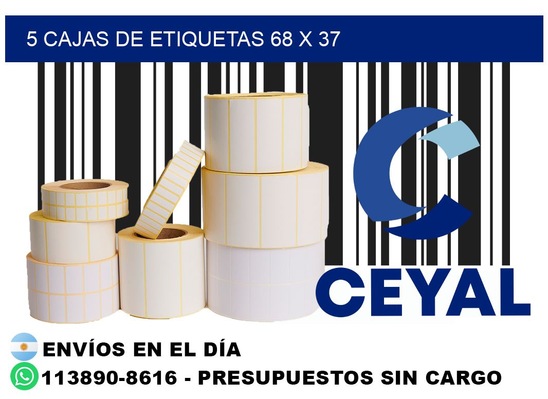 5 cajas de etiquetas 68 x 37