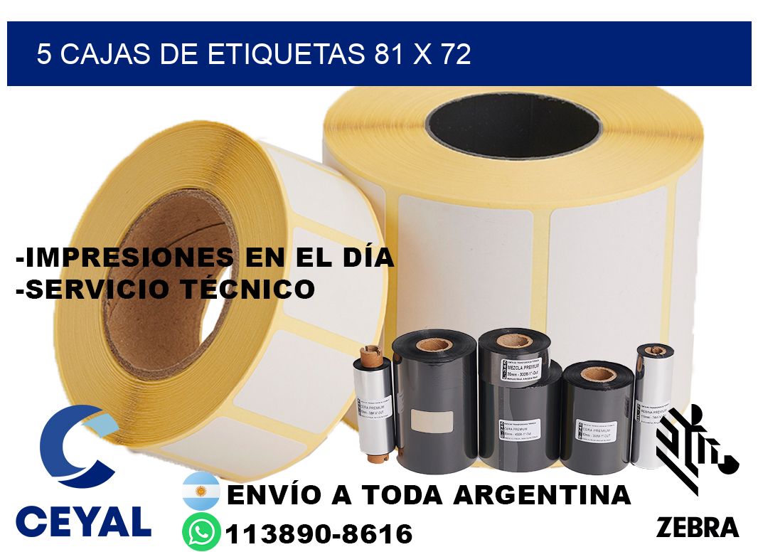 5 cajas de etiquetas 81 x 72
