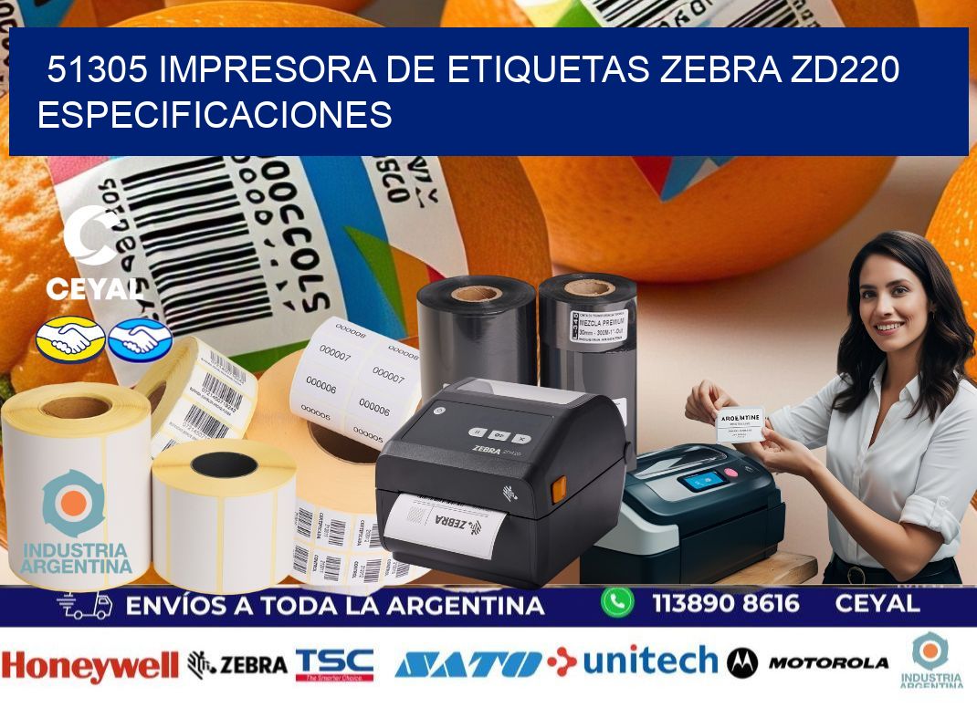 51305 impresora de etiquetas Zebra ZD220 especificaciones