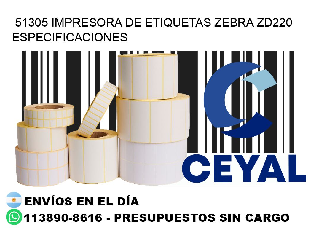 51305 impresora de etiquetas Zebra ZD220 especificaciones