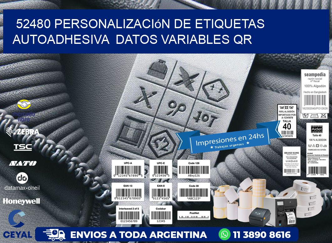52480 Personalización de etiquetas autoadhesiva datos variables QR
