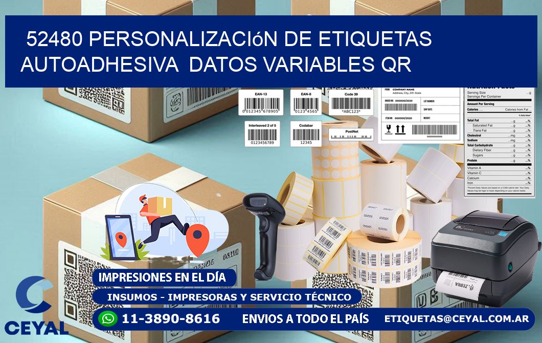 52480 Personalización de etiquetas autoadhesiva datos variables QR